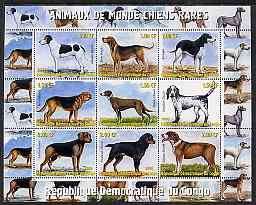 Congo 2000 Rare Dogs of the World #2 perf sheetlet containing 9 values unmounted mint