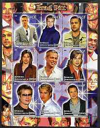 Congo 2005 Brad Pitt perf sheetlet containing 9 values unmounted mint