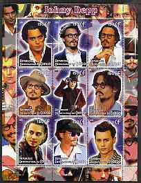 Congo 2005 Johnny Depp perf sheetlet containing 9 values unmounted mint