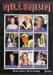 Rwanda 1999 Millennium - Movie Stars of the 20th Century (Junior) perf sheetlet containing 9 values unmounted mint
