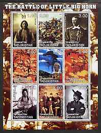 Tadjikistan 2001 The Battle of the Little Big Horn perf sheetlet containing 9 values unmounted mint