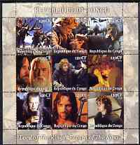 Congo 2004 Lord of the Rings - Return of the King perf sheetlet containing 9 values unmounted mint