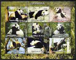 Chad 2004 Pandas perf sheetlet containing 9 values unmounted mint