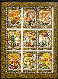Congo 2002 Fungi perf sheetlet containing 9 values each with Rotary Logo unmounted mint