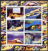 Benin 2003 Nudes in Art #02 imperf sheetlet containing 6 values unmounted mint (works by Magritte x 2, Ray, Delvaux x 2 & Ernst)