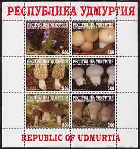 Udmurtia Republic 1999 Fungi perf sheetlet containing complete set of 6 values unmounted mint