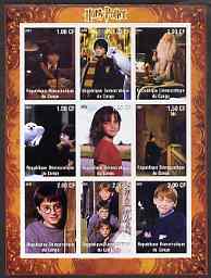 Congo 2001 Harry Potter imperf sheetlet containing 9 values unmounted mint