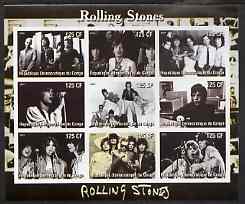 Congo 2003 Rolling Stones imperf sheetlet containing 9 values, unmounted mint