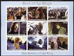 Congo 2003 Lord of the Rings - The Return of the King imperf sheetlet containing 9 x 135 CF values unmounted mint