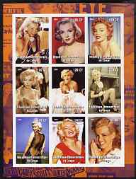 Congo 2004 Marilyn Monroe #1 imperf sheetlet containing 9 values, unmounted mint