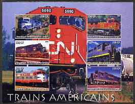 Congo 2005 American Diesel Trains imperf sheetlet containing set of 6 values unmounted mint