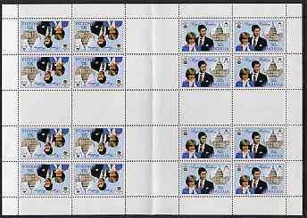 Booklet - Anguilla 1981 Royal Wedding 50c in complete uncut sheet of 16 comprising four booklet panes of 4 in horiz tete-beche format each with DOUBLE BLACK (as SG 468ab) unmounted mint, most unusual and scarce