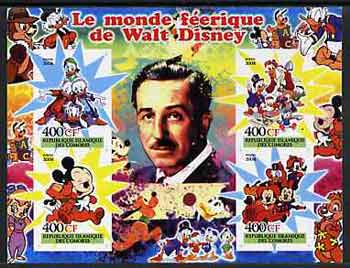 Comoro Islands 2004 The Fairy tale World of Walt Disney #2 imperf sheetlet containing 4 values unmounted mint