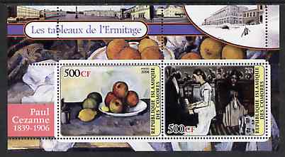 Comoro Islands 2004 Paintings in the Hermitage Museum #1 Paul Cezanne perf sheetlet containing 2 values unmounted mint