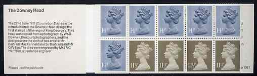 Booklet - GB Great Britain 1981-85 Postal History series #02 (Downey Head) £1.30 booklet complete with selvedge at left SG FL2A