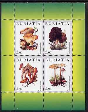 Buriatia Republic 1998 Fungi #12 perf sheetlet containing complete set of 4 values (green background) unmounted mint