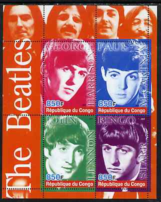 Congo 2005 The Beatles perf sheetlet containing 4 values unmounted mint