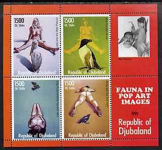 Djubaland Republic 1999 Fauna in Pop Art Images of Mel Ramos perf sheetlet containing 4 values unmounted mint