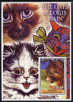 Congo 2002 The Cats of Louis Wain #02 perf s/sheet #01 unmounted mint
