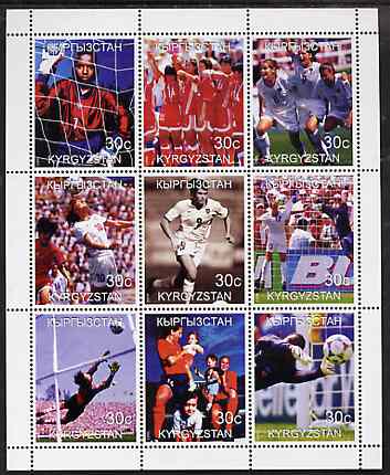Kyrgyzstan 1999 Football perf sheetlet containing 9 values unmounted mint