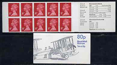 Booklet - Great Britain 1979-81 Military Aircraft #1 (Vickers Gun Bus) 80p booklet with selvedge at right complete SG FE1B