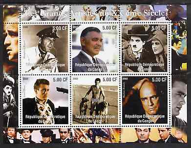 Congo 2002 Film Stars of the 20th Century (Male) perf sheetlet containing set of 6 values unmounted mint