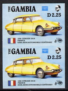 Gambia 1987 Ameripex 2d25 (1956 Citroen DS19) imperf pair from the Format archive proof sheet unmounted mint, as SG 655*
