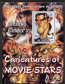Congo 2001 Caricatures of Movie Stars - Antonio Banderas perf souvenir sheet unmounted mint