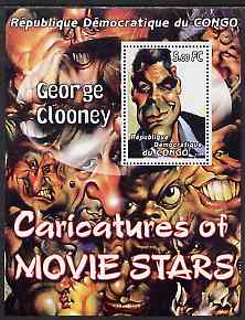 Congo 2001 Caricatures of Movie Stars - George Clooney perf souvenir sheet unmounted mint