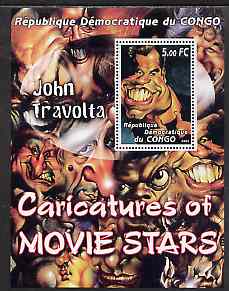 Congo 2001 Caricatures of Movie Stars - John Travolta perf souvenir sheet unmounted mint