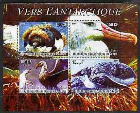 Congo 2004 Birds - Vers L'Antarctique perf sheetlet containing 4 values unmounted mint