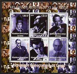 Congo 2000 Film Stars of the 20th Century #2 (Actors) perf sheetlet containing 6 values unmounted mint