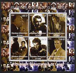 Congo 2000 Film Stars of the 20th Century #3 (Actors) perf sheetlet containing 6 values unmounted mint