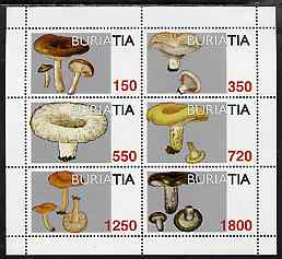 Buriatia Republic 1997 Fungi perf sheetlet containing complete set of 6 values unmounted mint