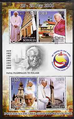 Somalia 2006 Pope Benedict's Trip to Poland perf sheetlet #3 containing 4 values unmounted mint
