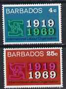 Barbados 1969 50th Anniversary of International Labour Organisation perf set of 2 unmounted mint, SG 390-91