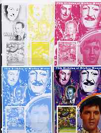 Congo 2001 75th Birthday of Mickey Mouse s/sheet #01 showing Alice in Wonderland with Elvis & Walt Disney in background, the set of 5 imperf progressive proofs comprising the 4 individual colours plus all 4-colour composite (as issued) all unmounted mint