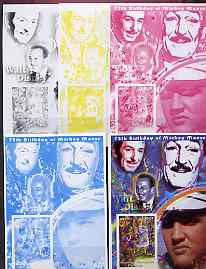 Congo 2001 75th Birthday of Mickey Mouse s/sheet #07 showing Alice in Wonderland with Elvis & Walt Disney in background, the set of 5 imperf progressive proofs comprising the 4 individual colours plus all 4-colour composite (as issued) all unmounted mint