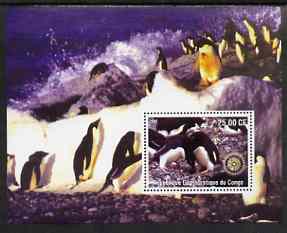 Congo 2002 Penguins #1 perf m/sheet with Rotary Logo unmounted mint