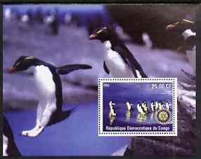 Congo 2002 Penguins #2 perf m/sheet with Rotary Logo unmounted mint