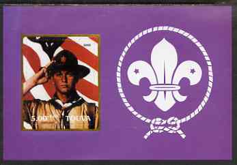 Touva 2000 Scouts (saluting with flag by Norman Rockwell) rouletted m/sheet unmounted mint