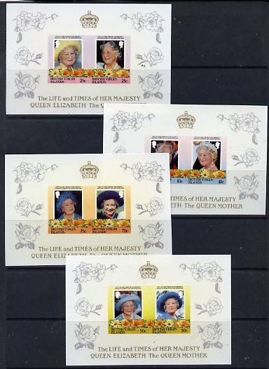 British Virgin Islands 1985 Life & Times of HM Queen Mother the set of 8 (4 se-tenant pairs) (4 Cromalins) More Below