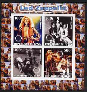 Benin 2003 Led Zeppelin imperf sheetlet containing set of 4 values each with Rotary International Logo unmounted mint