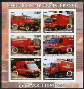 Congo 2003 Fire Services 1,000 Years imperf sheetlet containing 6 x 135 cf values each with Rotary Logo, unmounted mint