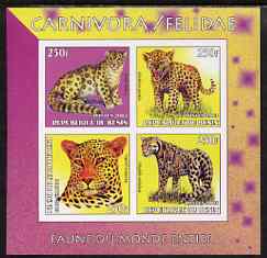 Benin 2003 World Fauna #04 - Leopards imperf sheetlet containing 4 values unmounted mint