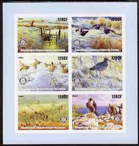 Congo 2003 Birds imperf sheetlet containing 6 x 120 cf values each with Rotary Logo, unmounted mint