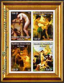 Congo 2004 Nude Paintings by William Bouguereau imperf sheetlet containing 4 values, unmounted mint