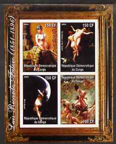 Congo 2004 Nude Paintings by Luis Ricardo Falero imperf sheetlet containing 4 values, unmounted mint