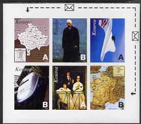 Kosova 1999 Events & Personalities #4 imperf sheetlet containing set of 6 values (denominated A or B) unmounted mint