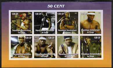 Congo 2004 Music Band - 50 Cent imperf sheetlet containing 8 values, unmounted mint